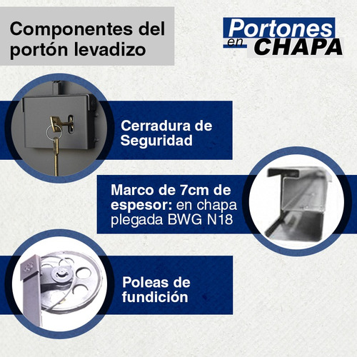 Porton Levadizo Con Motor 2.55 X 2.05 Tablillas Deco Blanco