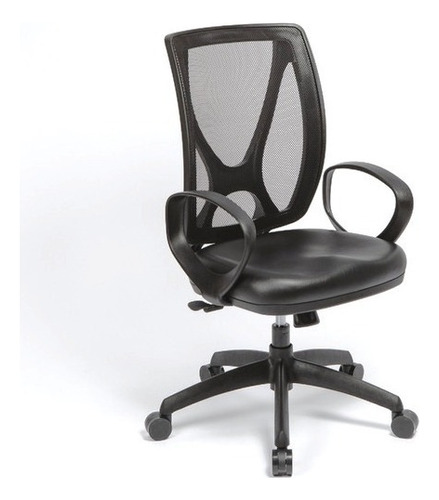 Silla de escritorio Mobilarg 8590N2 ergonómica  negra con tapizado de cuero sintético y mesh