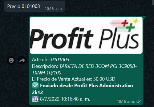 Imagen 1 de 3 de Integración De Whatsapp Con Profit Plus 2k8 Y 2k12