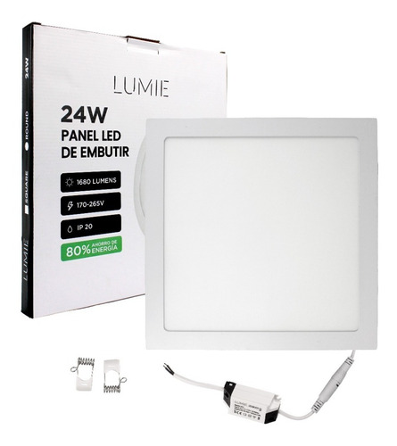 Imagen 4 de 9 de Plafon Led 24w Techo Embutir Lampara Cuadrado