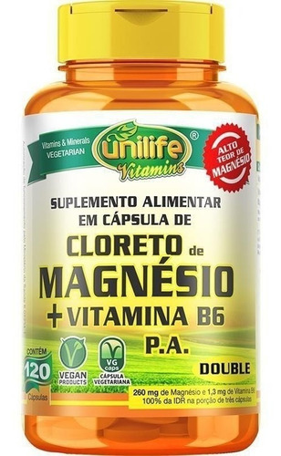 Cloreto De Magnésio P.a - 120 Caps - 800mg Vegano - Unilife