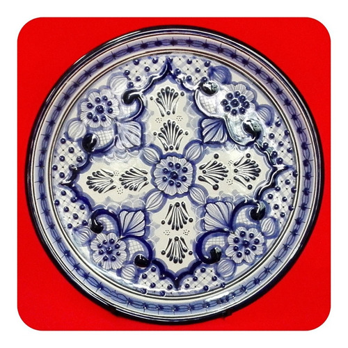 Imagen 1 de 3 de Set 5 Platos Iguales De Talavera Poblana Azul Tra 25 Cm Plt