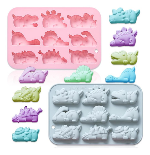 Paquete De 2 Moldes De Silicona Con Temática De Dinosaurios