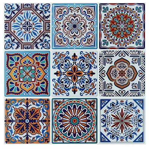 Adhesivos Para Azulejos Contra Salpicaduras, Coloridos Azule