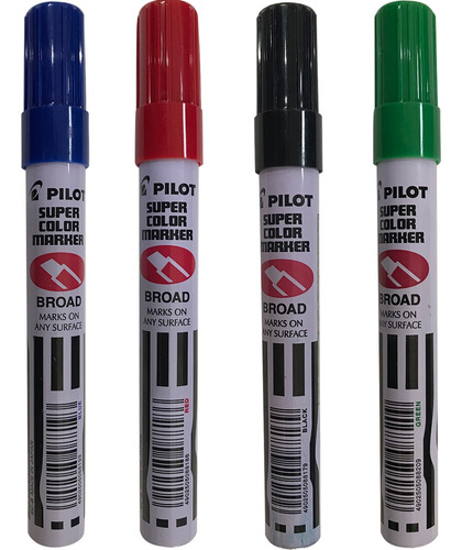 4 Plumones Pilot Color Marker Recargable Permanente 1.5mm