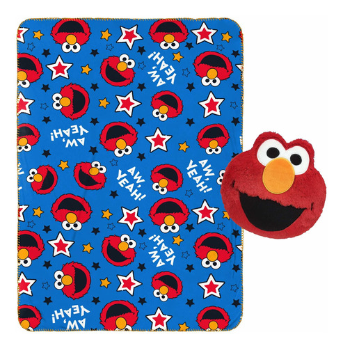 Sesame Street Elmo  Almohada De Felpa Y Manta De 40 X 5...