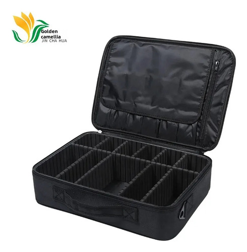 Bolsa De Cosméticos Golden Camellia Cube Negra Pequeña Doble