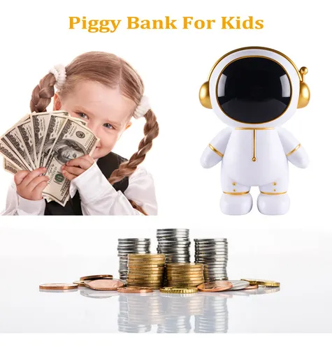 Sapouni - Alcancía De Astronauta Para Niños, Bonita Hucha De Plástico Para Monedas De Papel, Caja De Ahorro De Dinero Personalizada, De Cumpleaños De Navidad Para Niños Y Niñas (dorado)