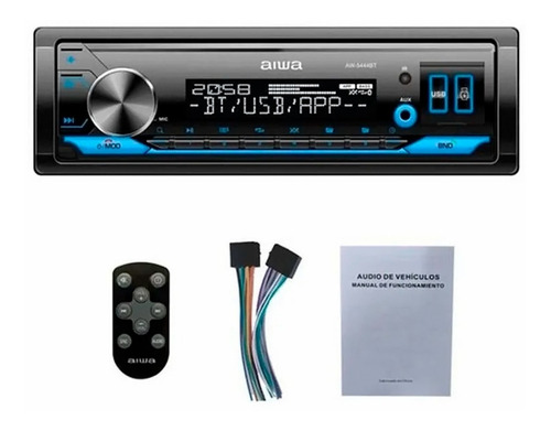 Radio Auto Aiwa Bluetooth Usb Am Fm Desmontable Aw-5444bt