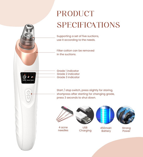 Aspiradora De Puntos Negros Limpiador Facial 5 Potencias Usb Color