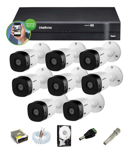 Kit Intelbras 8 Cam 1120b G4 Ir 20m Dvr 8 Mhdx 1108 Hd 1 Tb