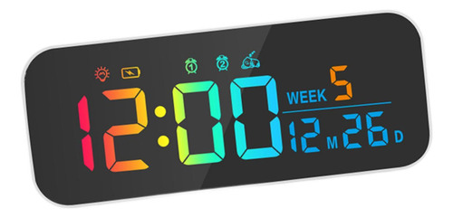 # Reloj Contemporáneo Con Brillo Y Voz Ajustables Negro