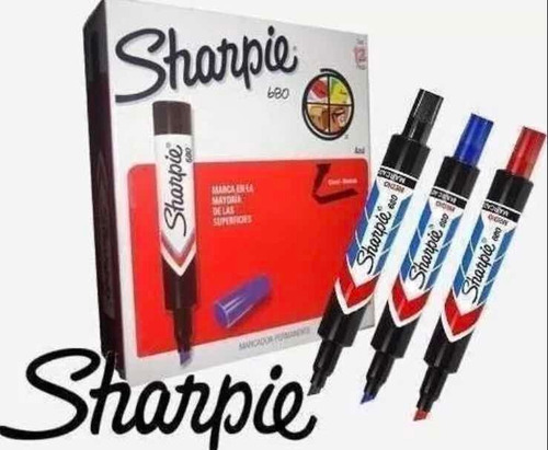 Marcadores Gruesos Sharpie #680 Negro-azul-rojo.