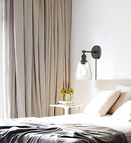 Aplique De Pared Enchufable Negro Mate Para Tocador De Baño