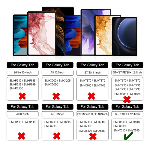 C Funda Tipo Libro Con Teclado Para Samsung Tab S9+ /s9 Fe+