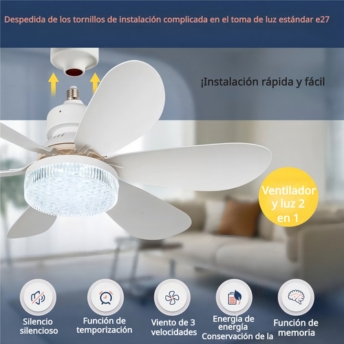 Aiyinsmart Ventilador De Techo Led 52cm Con Control Remoto I