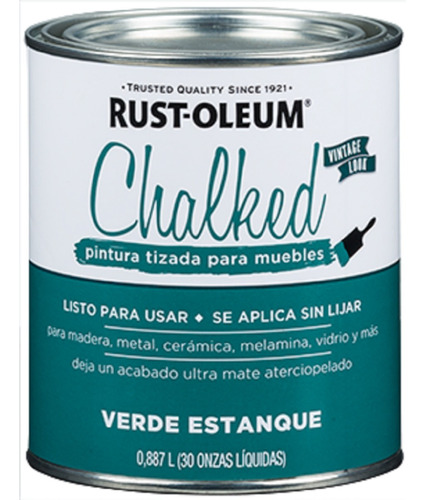 Esmalte Sintetico Chalked Tiza Rust Oleum Verde Estanque 1lt