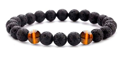 Pulsera Piedra Volcánica Ojo De Tigre + Estuche Dayoshop