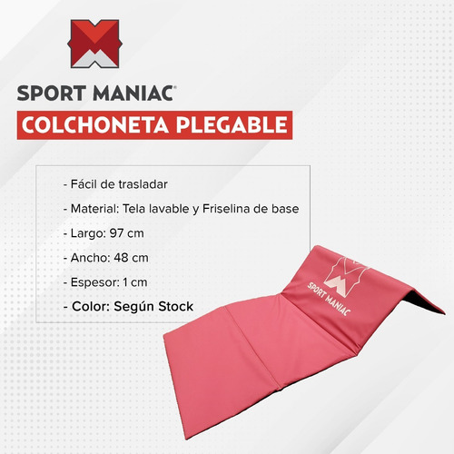 Imagen 2 de 3 de Colchoneta Plegable 1x0,5x0,03 Reforzada Fitness Gym