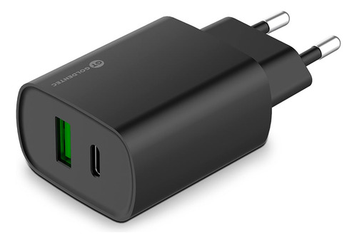 Carregador Fast Charge Goldentec Usb-c + Usb 3.0 Preto