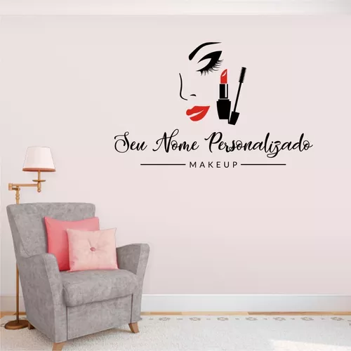 Adesivo Personalizado Nome Salão De Beleza Ateliê Maquiagem