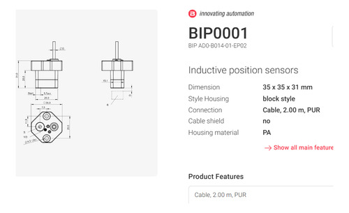 Sensor Transmission Balluff Bip001p Bip Ad0-b014-01-eb00 ,15