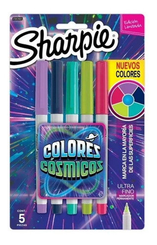 Marcadores Sharpie 5 Colores Cosmicos Trazo Ultra Fino - Rex
