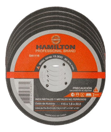 Disco Abrasivo Corte 115 X 1,6mm Acero Hamilton Da1116 X25