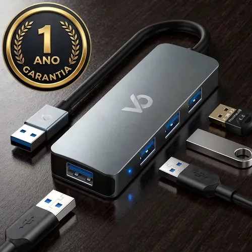 Hub Usb com 4 Portas 3.0 Macbook Cabo Extensor Adaptador Mesa Computador Várias Portas 3.0 E 2.0 Pc Notebook Impressora Switch Voxo