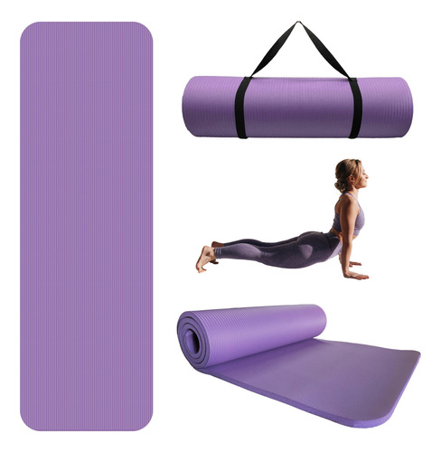 Tapete Yoga Pilates Fitness Antiderrapante Gym 10mm Espesor Color Violeta