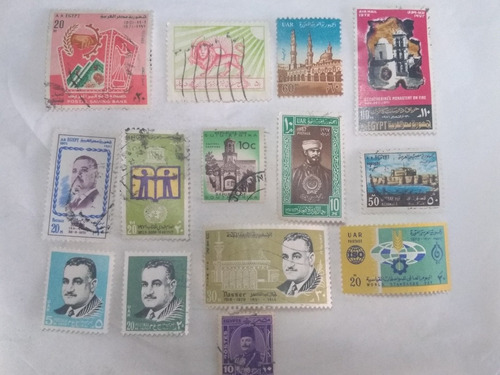  Timbres Postales De Egipto Años 60,s Con Sello 14 Pzs 