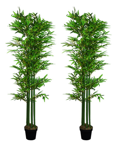 Kit 2 Plantas Artificiales Tipo Bamboo 180cm Recepcion