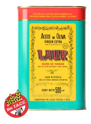 Aceite Laur De Oliva Virgen Extra Lata De 500ml Pack 2u