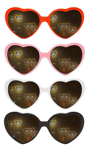 Lentes De Difração Com Efeito Coração, 4 Unidades