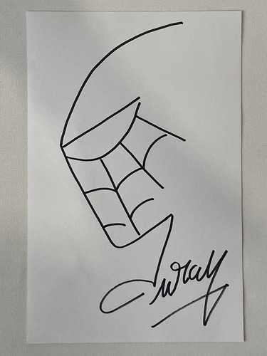 Sketch A Mano Del Hombre Araña Y Autografo Jose Luis Duran (Usado)