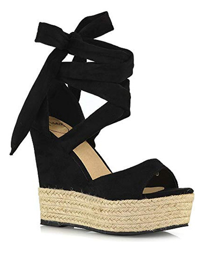 Essex Glam Mujeres Encaje Hasta Sandalias  B07s1pq126_070424