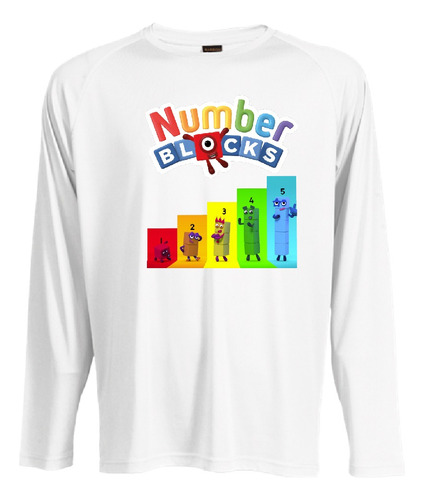 Camiseta Polar Manga Larga Polera Niño Number Blocks