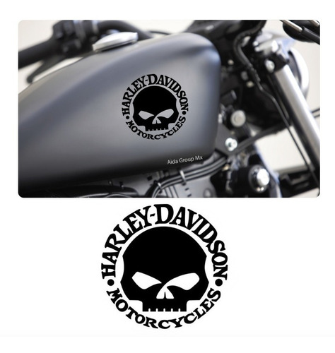 2 Calcomanías Para Motocicleta Tanque Logo Harley Calavera