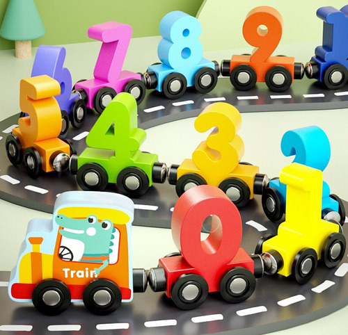 Wa Juguete Didáctico Montessori Madera Niños Tren Con