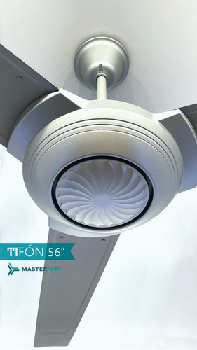 Ventilador de techo Masterfan Tifón satinado con 3 aspas de metal, 56" de diámetro 127 V