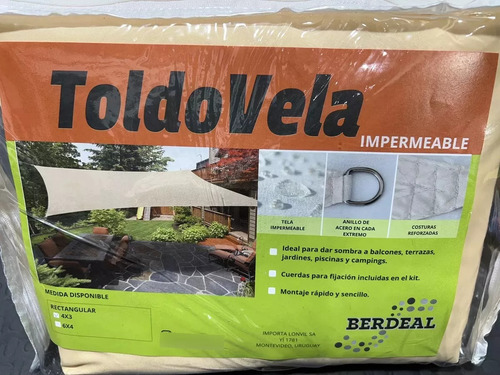 Toldo Impermeable 4x3 + Kit De Anclaje Jardin Patio