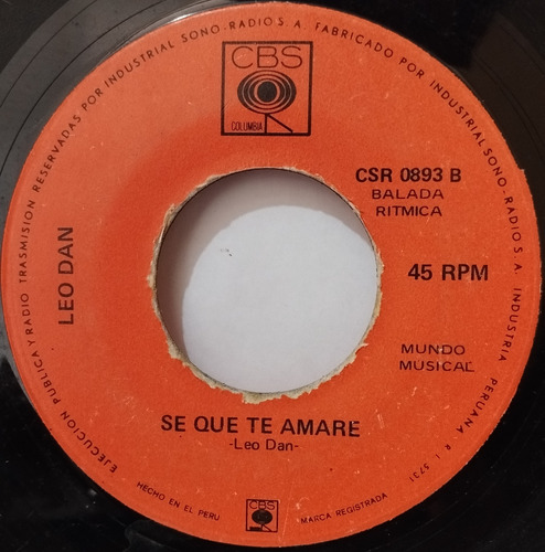 45 Rpm Leo Dan - Siempre Estoy Pensando En Ella 1973