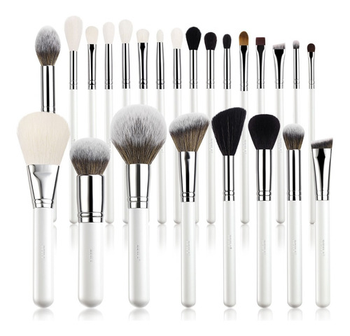 Juego De Brochas De Maquillaje Beili White Silver 24 Piezas