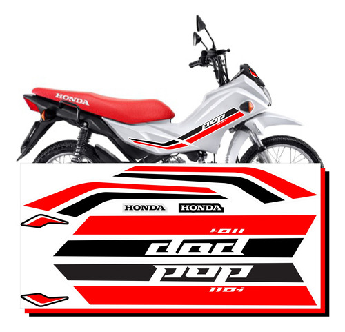 Kit Adesivos Faixas Honda Pop 110i Várias Cores 2015 - 2023