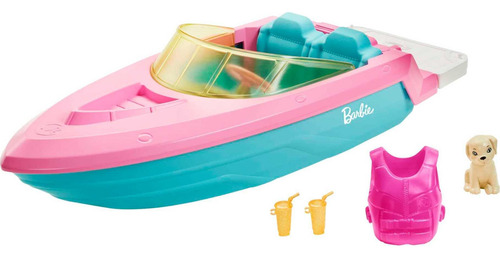 Barbie Barco Con Cachorro Y Accesorios, Flota En Agua .