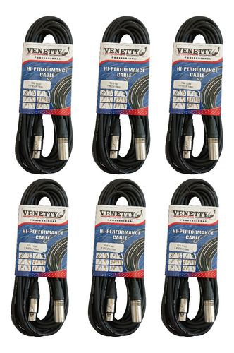 Set 6 Cables Microfono Xlr Canon 15m Venetty 750-1180