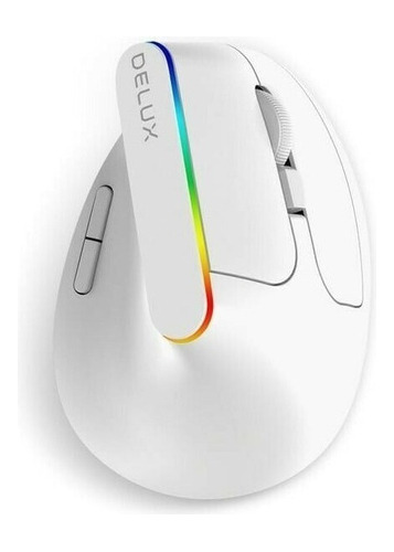 Mouse Vertical Ergonómico Inalámbrico Delux M618c 6 Botones  Blanco