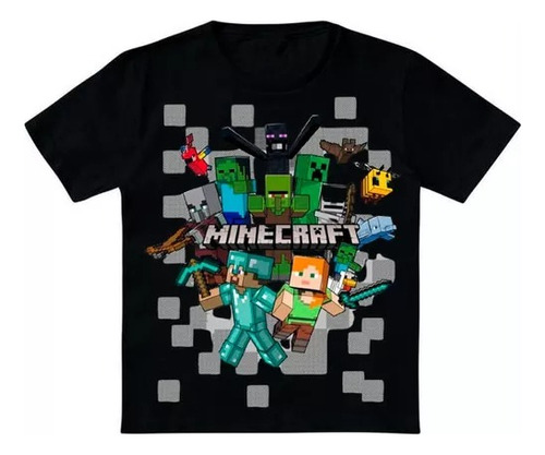 Camisa Infantil Camiseta Minecraft Juvenil Algodão Roupa 