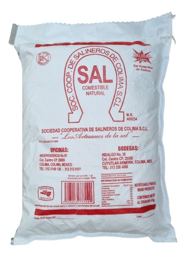  Sal De Mar En Grano 100% Artesanal Y Natural Bolsa De 4kg