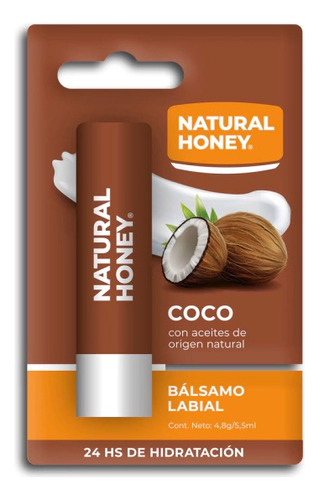 ! Balsamo Labial Sabor Coco Natural Honey Humectante